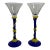 Pair of Signed Shafaq Malik Postmodern Art Glass Martini Glasses – Cobalt Blue & Yellow For Sale