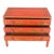 Red Orange Lacquer Chinoiserie Hand Painted Three Drawers Dresser Large Stand For Sale