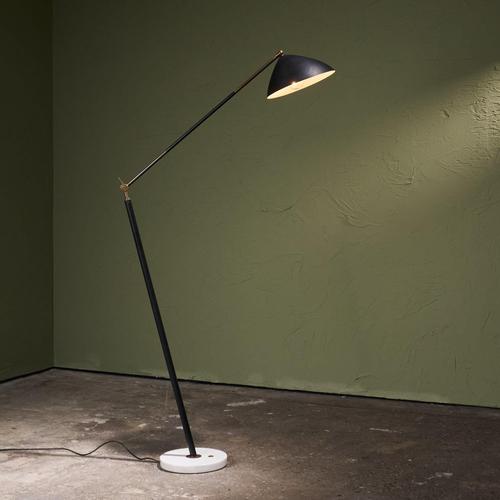 Floor Lamp in Black Lacquer and Marble with Brass Stem from Stilux Milano, Italy, 1960s For Sale - Image 13 of 13