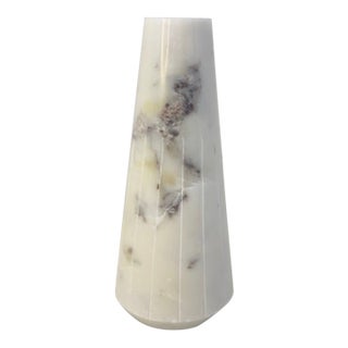 Modern Solid Marble Tapered Conical Vase For Sale