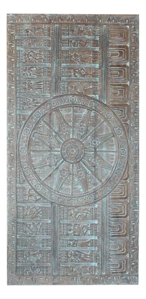 Artisan-Carved Sun Temple Headboard – Vintage Architectural Wall Sculpture 72