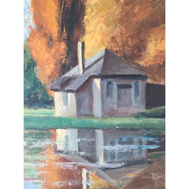 Vintage 1950s Oil Painting Rambouillet France Landscape For Sale - Image 9 of 16