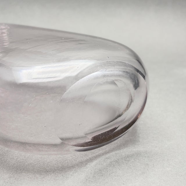 Pink Vintage Mid Century Modern Pale Amethyst Hand Blown Art Glass Vase With Sculptural Curved Neck For Sale - Image 8 of 8