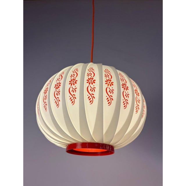 Pendant Lamp with Red Floral Details by Lars Schiøler For Sale - Image 5 of 11