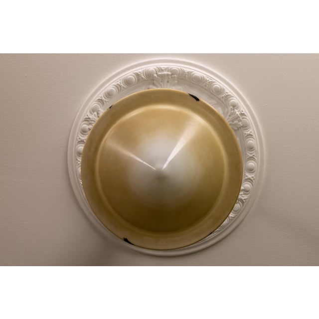 Art Deco Glass and Brass Pendant Light with Bird Paintings, France, 1930s For Sale - Image 12 of 18