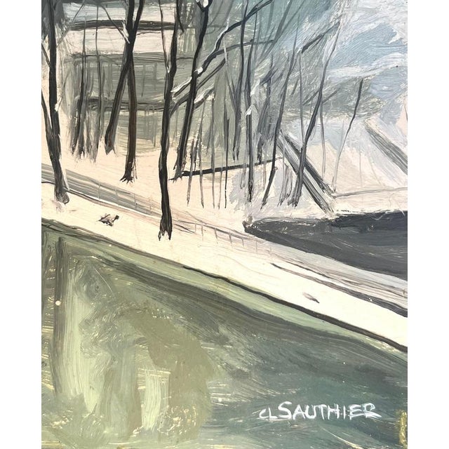 Modern Claude Sauthier, Landscape, Oil on Wood, 1970s For Sale - Image 3 of 12