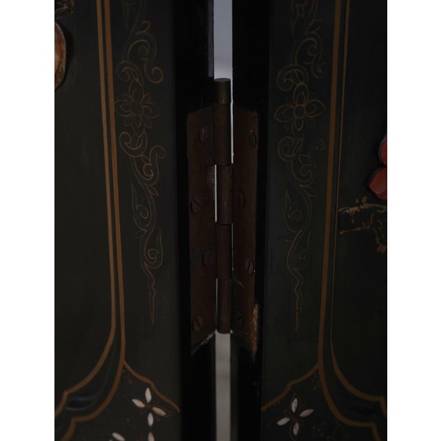Brown Chinese Lacquer Ebonized 6 Panel Screen Divider For Sale - Image 8 of 17