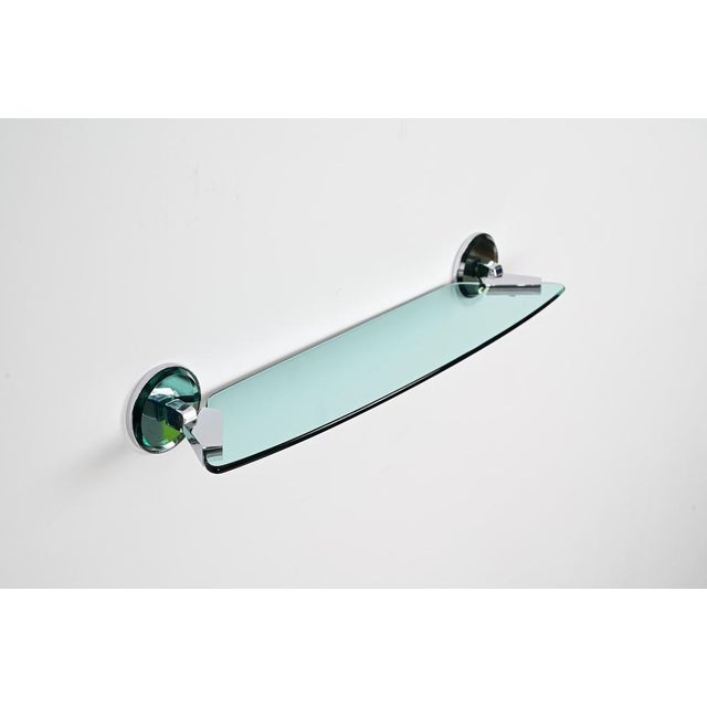 Metal Italian Tiffany Blue Bathroom Vanity Set with Mirror, Sconces, Shelf attributed to Veca, 1970s, Set of 4 For Sale - Image 7 of 16