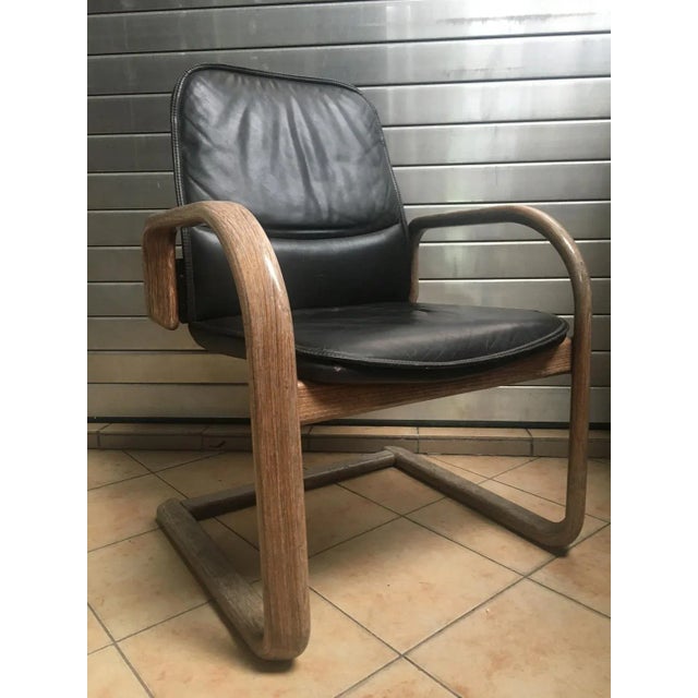 Vintage Black Leather Armchair, 1970s For Sale - Image 18 of 18