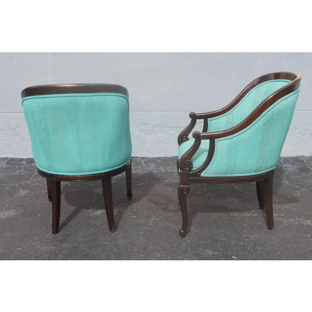 1940's Traditional Blue Side/ Occasional Chairs a - Pair For Sale In Miami - Image 6 of 13