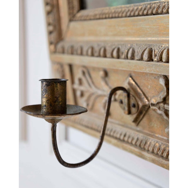 Wood 19th Century Swedish Neoclassical Painted Mirror With Sphinx Crest and Candle Sconce For Sale - Image 7 of 11