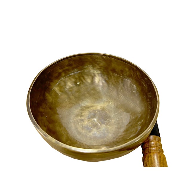 2010s Chinese Handmade Metal Punch Marks Singing Bowl For Sale - Image 5 of 6