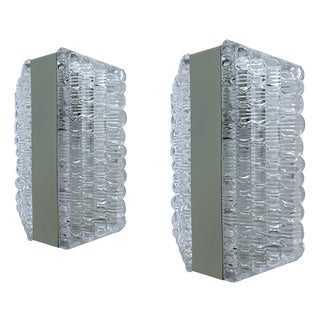 Vintage Brutalist Glass Sconces from Kaiser, Set of 2 For Sale