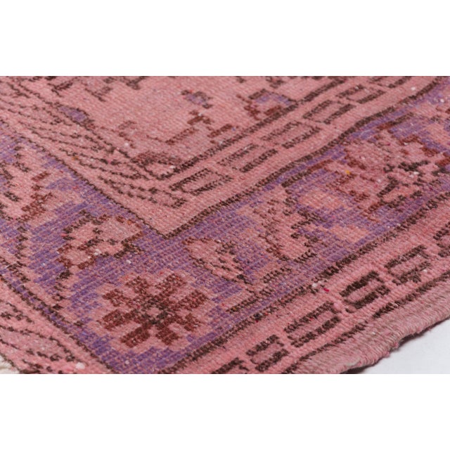 Vintage Anatolian Pink Area Carpet For Sale - Image 9 of 10