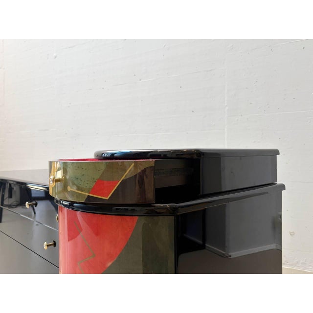 Black Vintage Chest of Drawers with Mirror by Carlo Malnati, 1980s For Sale - Image 8 of 15