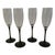 Lovely set of eight crystal black long-stemmed champagne flutes. Each glass holds 4 oz. Excellent condition.