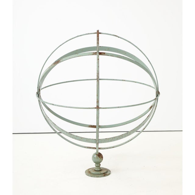 Celadon Painted English Mid-20th Century Iron Armillary For Sale - Image 13 of 15