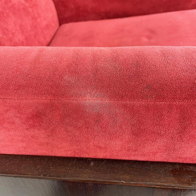 Set of Italian Modern Red Velvet and Wood Armchairs by Claudio Salocchi for Sormani, 1970s For Sale - Image 9 of 18