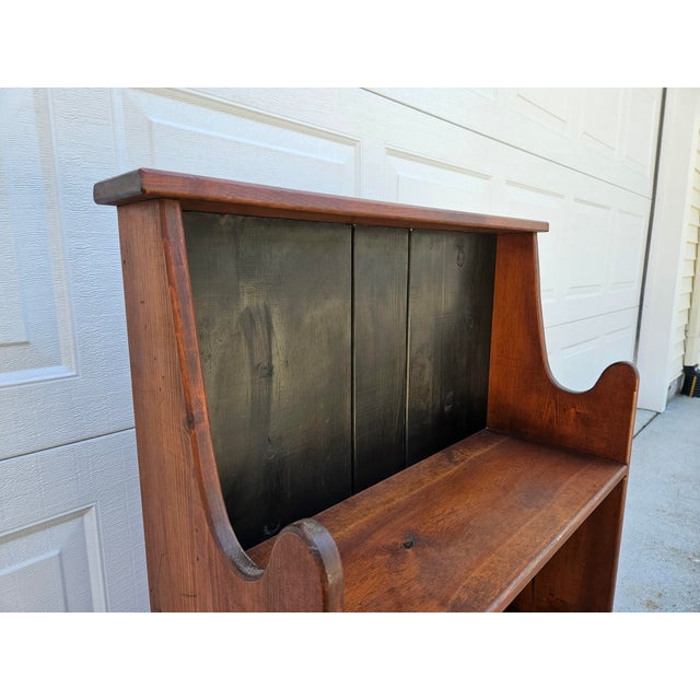 American Pine Bookcase Bucket Bench For Sale - Image 3 of 10
