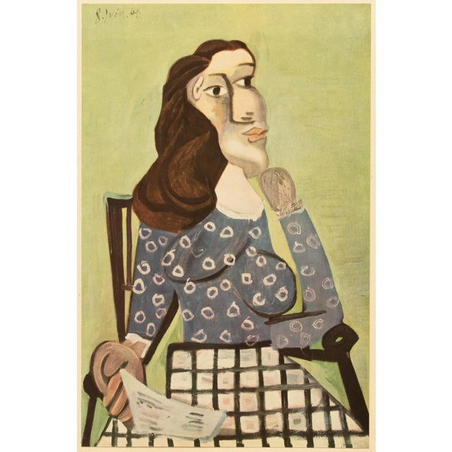 Portraiture 1943 Pablo Picasso "Femme Au Corsage Bleu", First Edition Period Parisian Lithograph For Sale - Image 3 of 11