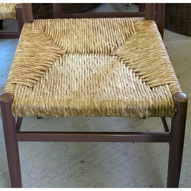 Mid 20th Century French Country Mid Century Dining Chairs With Rush Seats For Sale - Image 5 of 9