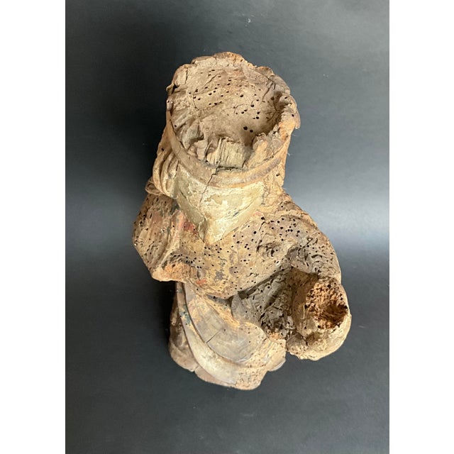 Medieval Polychrome Statue of Virgin and Child, Late 14th-Early 15th Century, Wood For Sale - Image 5 of 9