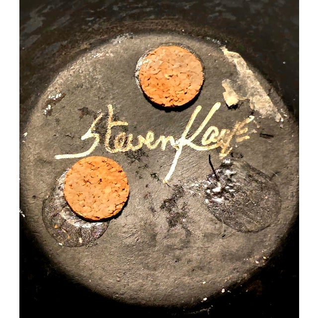 Signed Steven Kaye Textured Ceramic Art Vessel For Sale - Image 12 of 12