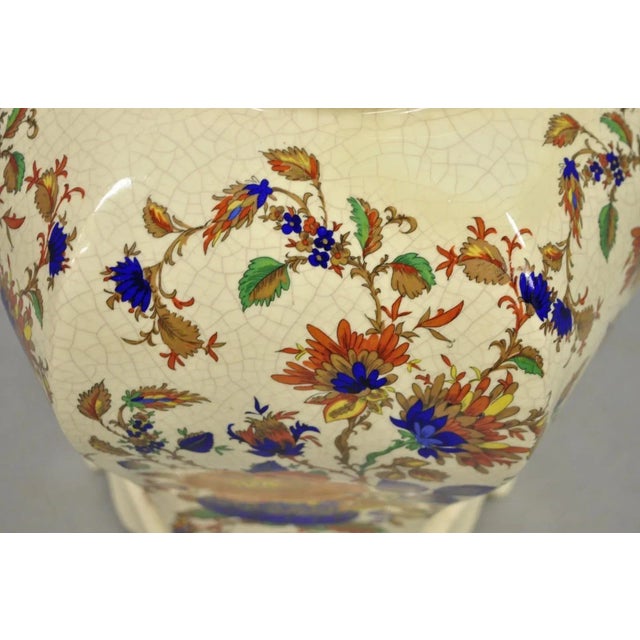 Vintage Oriental Porcelain Hexagonal Flower Decorated Ginger Jar Table Lamp For Sale - Image 11 of 12