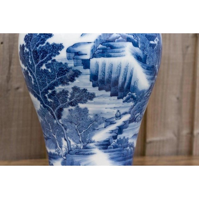 20th Century Chinese Blue and White Kangxi-Style Meiping Porcelain Vase For Sale - Image 15 of 18