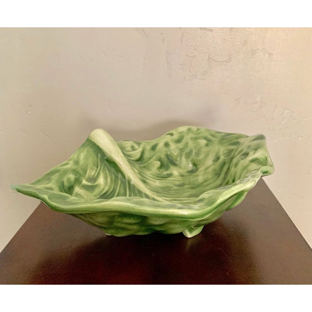 Early 21st Century Green Ceramic Cabbage Leaf Bowl, Candy Dish For Sale - Image 5 of 5