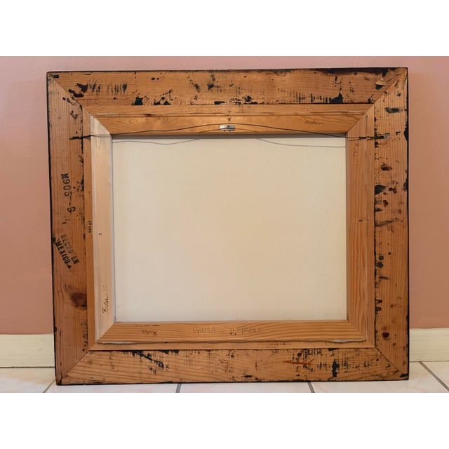 Blue 1976 Signed Winter Mountain Landscape Painting in Rustic Wood Frame For Sale - Image 8 of 11