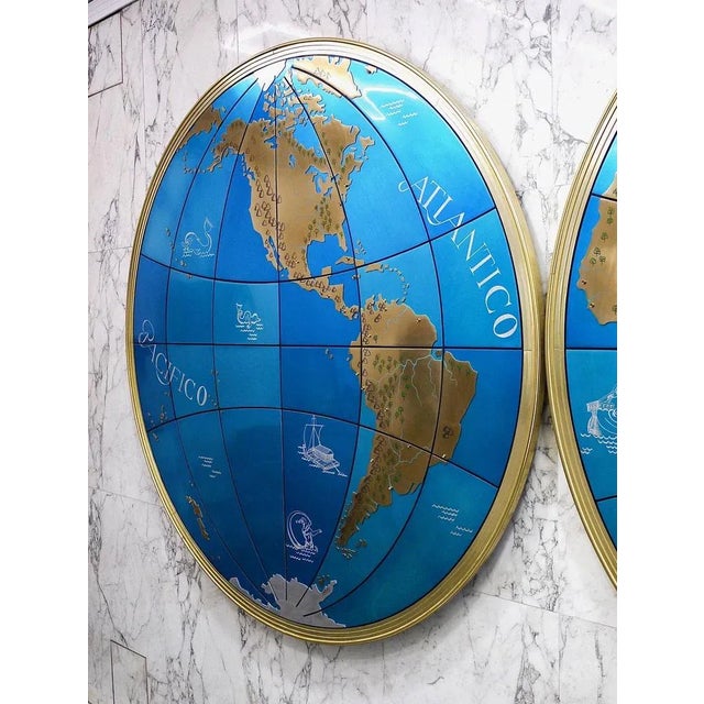 Metal Large Mid-Century Austrian World Map Wall Globe, 1950s For Sale - Image 7 of 11