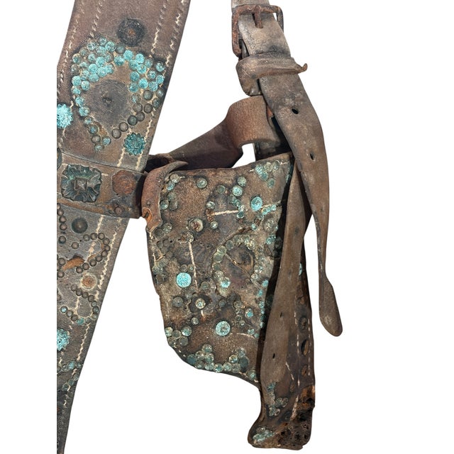 Animal Skin Antique Leather Horse Bridle W/Blinders For Sale - Image 7 of 8