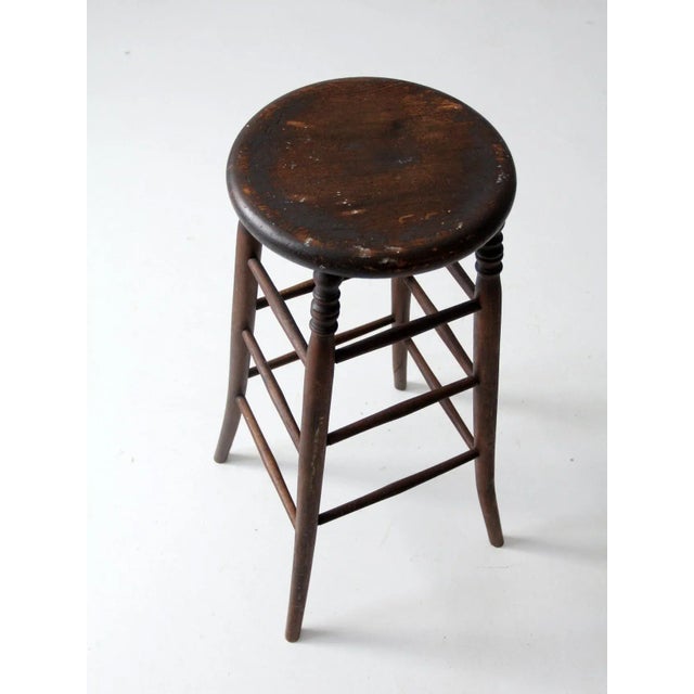 Brown Antique Wooden Stool For Sale - Image 8 of 12