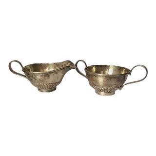 Vintage Chinese Export Sterling Silver Sugar & Creamer With Hallmarks, 88 Grams For Sale
