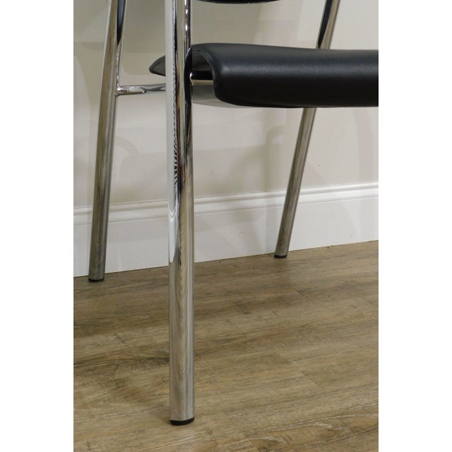 Brayton International Collection Steelcase Chrome & Black Leather Armchairs - a Pair For Sale - Image 10 of 12