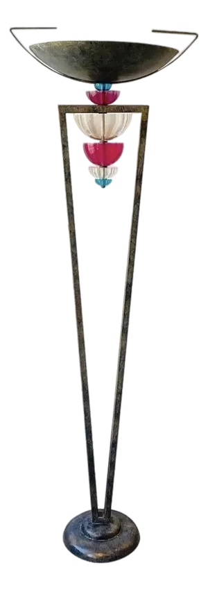 80s Vintage Hivo Van Teal Post Modern Art Deco Torchiere Lucite Floor Lamp