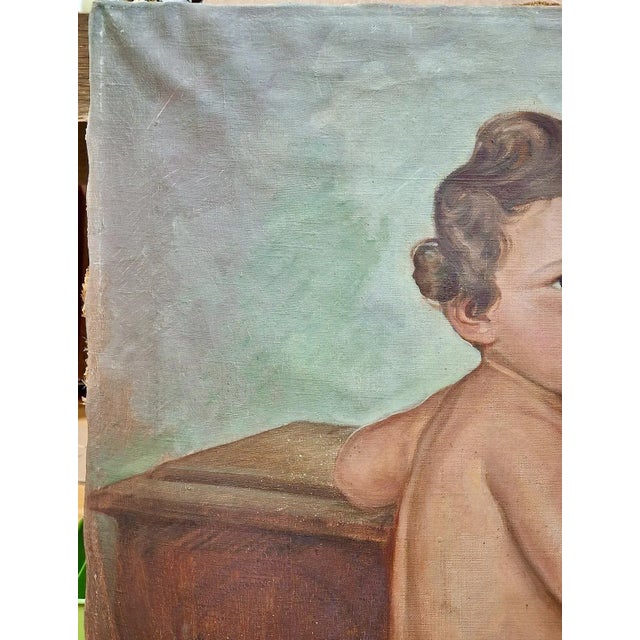 Portraiture A Cherub With a Future Prime Minister Inside, by Croatian Painter Vilko Šeferov (1895-1974) For Sale - Image 3 of 8