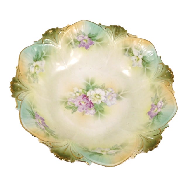 1920s Reinhold Schlegelmilch Rs Prussia Green and Purple Serving Bowl For Sale