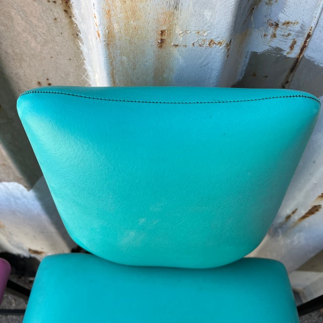 Set of 3 Postmodern Vinyl Upholstered Barstools by Minson Ent. Circa 1980s For Sale - Image 11 of 18