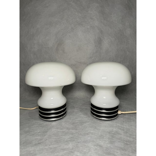 Opal Glass Mushroom Night Lamps from Graewe, Germany, 1970s, Set of 2 For Sale - Image 12 of 12