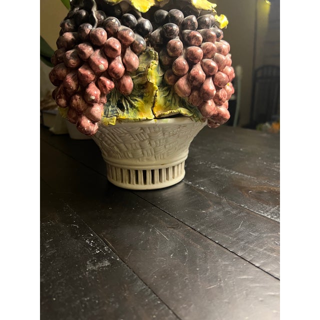 Ceramic 1970s Handcrafted Italian Capodimonte Style Porcelain Grape Harvest Sculpture For Sale - Image 7 of 7