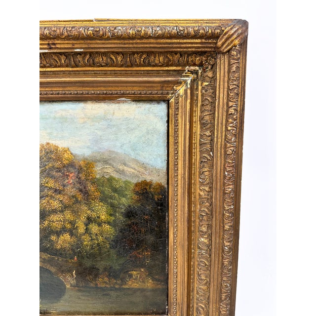 English 19th Century Landscape Painting Gilt Frame Antique For Sale - Image 3 of 12