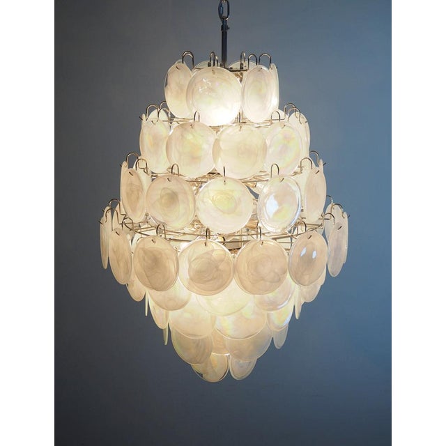 Large Vintage Italian Murano Chandelier with 87 White Alabaster Disks, 1990s For Sale - Image 12 of 18
