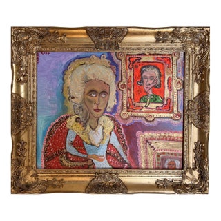 Textured Painting on Canvas by Serg Graff, Portrait of Elizabeth Hamilton, Coa For Sale
