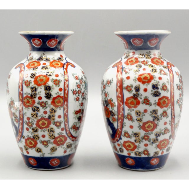 White Antique Japanese Porcelain Imari Vases, a Pair For Sale - Image 8 of 9