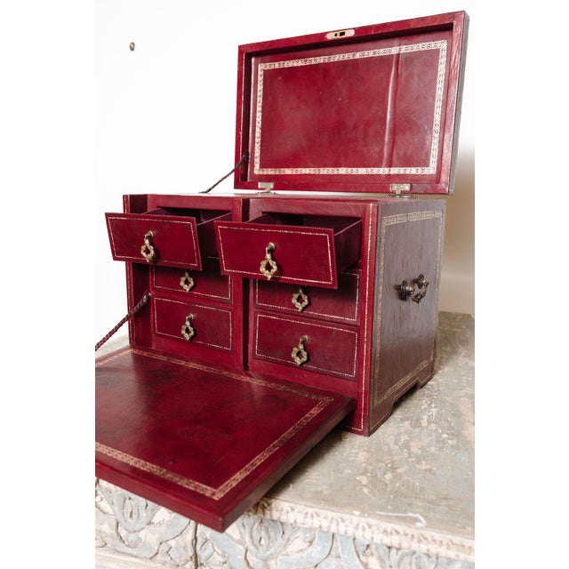 Antique French Leather Écritoire, Traveling Secretary For Sale - Image 14 of 16