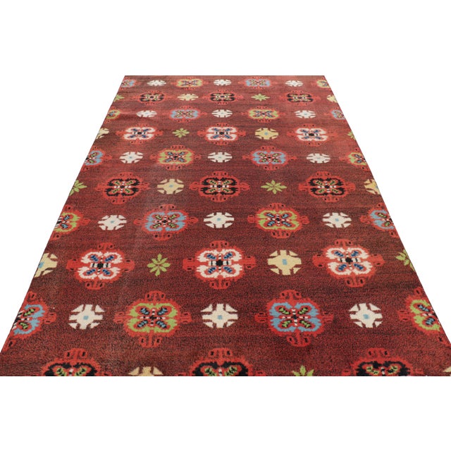 1960s Vintage Zeki Müren Rug in Red With Colorful Geometric Medallions, From Rug & Kilim For Sale - Image 5 of 7