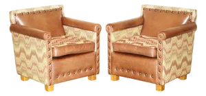 Brown Leather Reversible Kilim Armchairs by Andrew Martin Marlborough, Set of 2