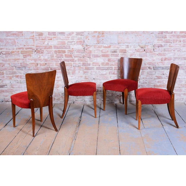 Czech Art Deco Chairs in Walnut by Jindrich Halabala for Up Zavody, 1940s, Set of 4 For Sale - Image 4 of 16